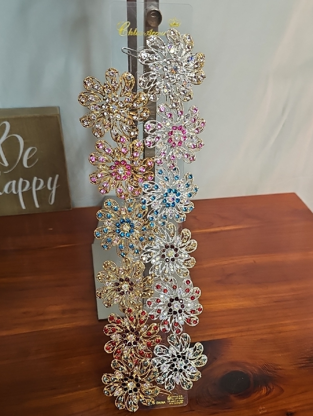 Crystal Flower Hair Clips - Multicolor Decorative Set